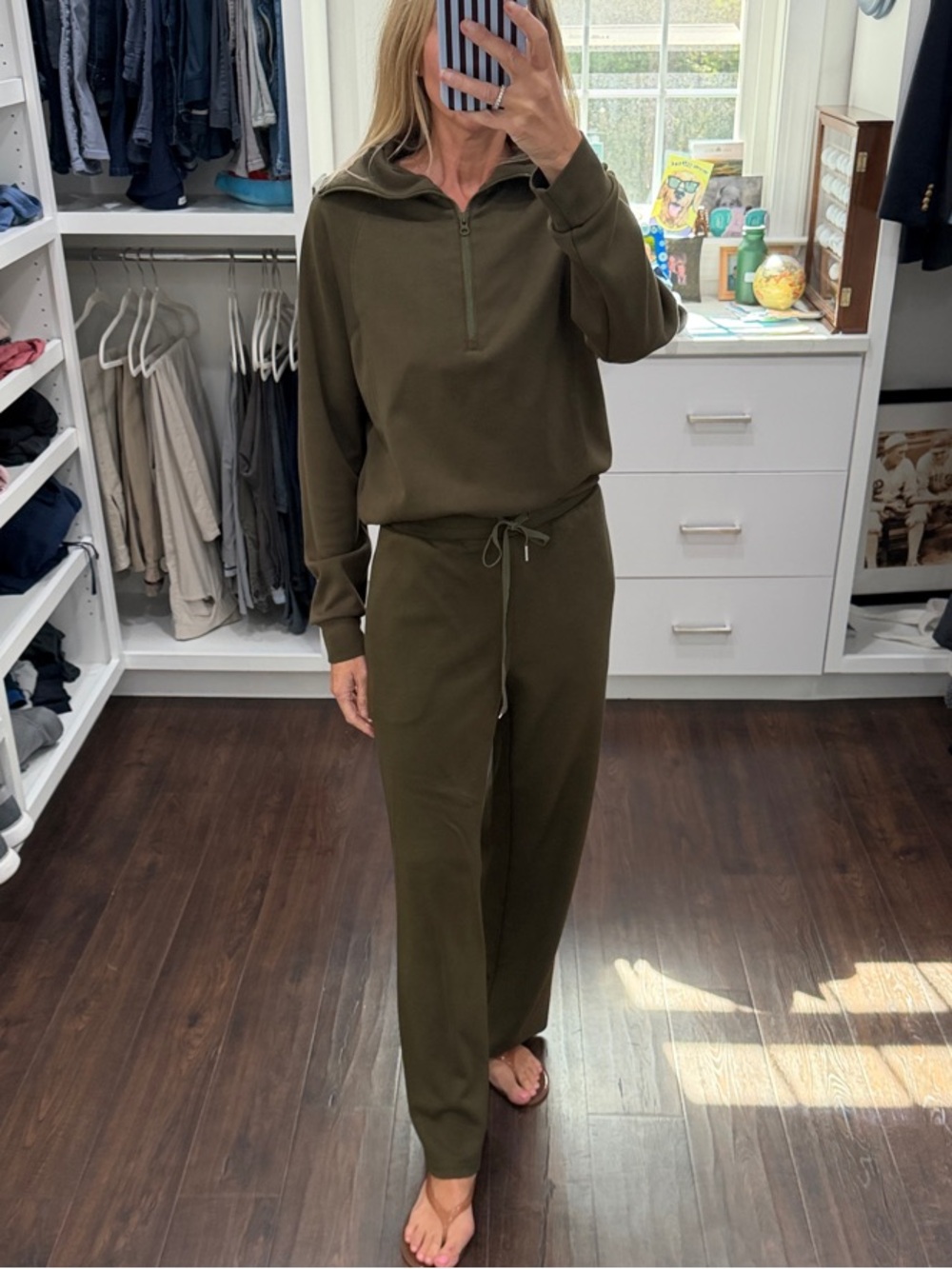Amazon Olive Green Drawstring Track Pants & Zip Pullover Set XS